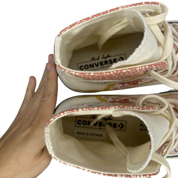 Converse chuck 70 High Top Egret Metallic Floral Sneakers Women’s size 8 - Picture 10 of 11